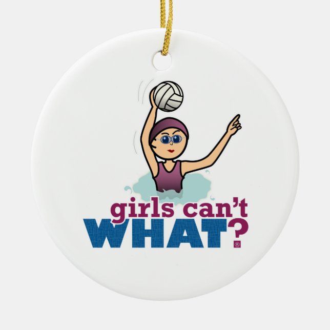 Water Polo Girl Ceramic Tree Decoration (Front)