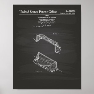 Water Polo Goal 1972 Patent Art Chalkboard Poster