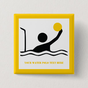 Water polo player black silhouette custom 15 cm square badge