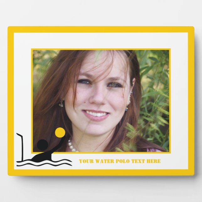 Water polo player black silhouette custom plaque (Front)