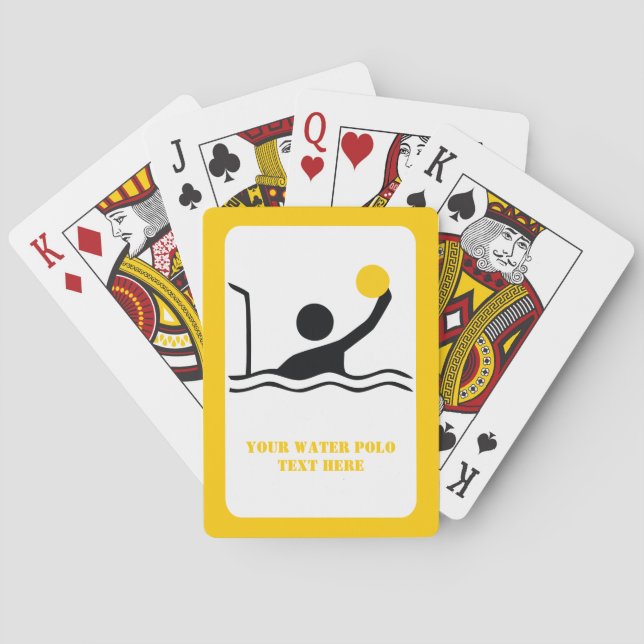 Water polo player black silhouette custom playing cards (Back)