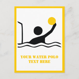 Water polo player black silhouette custom postcard
