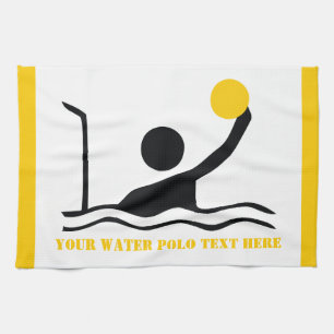 Water polo player black silhouette custom tea towel