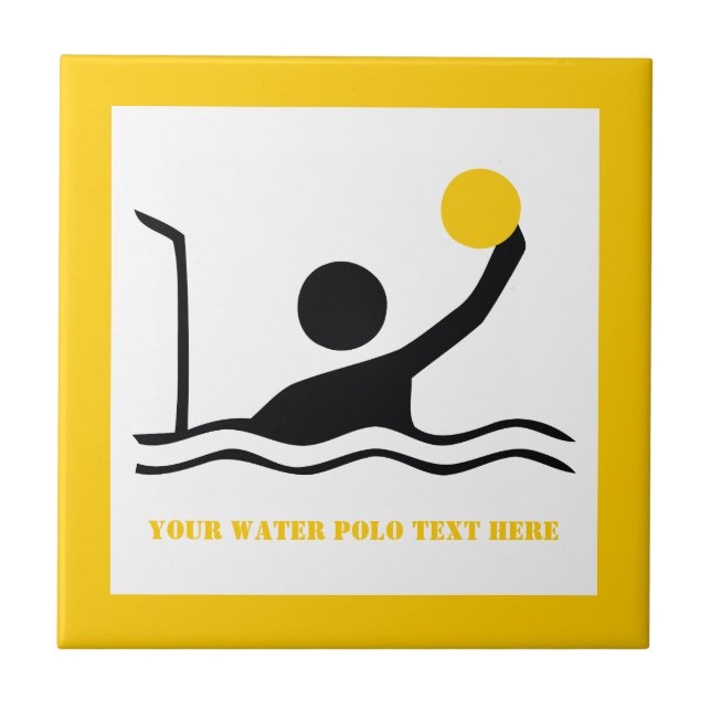 Water polo player black silhouette custom tile (Front)