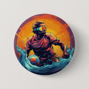 Water Polo Player Colorful Waterpolo 6 Cm Round Badge