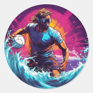 Water Polo Player Colourful Waterpolo Classic Round Sticker