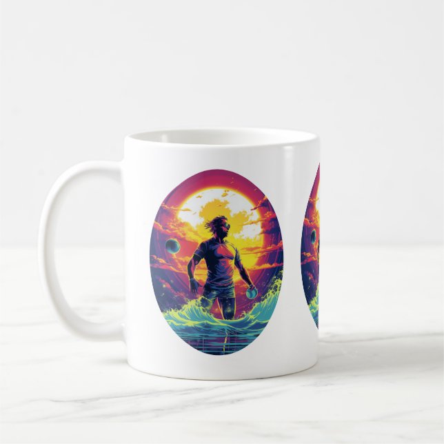 Water Polo Player Colourful Waterpolo Coffee Mug (Left)