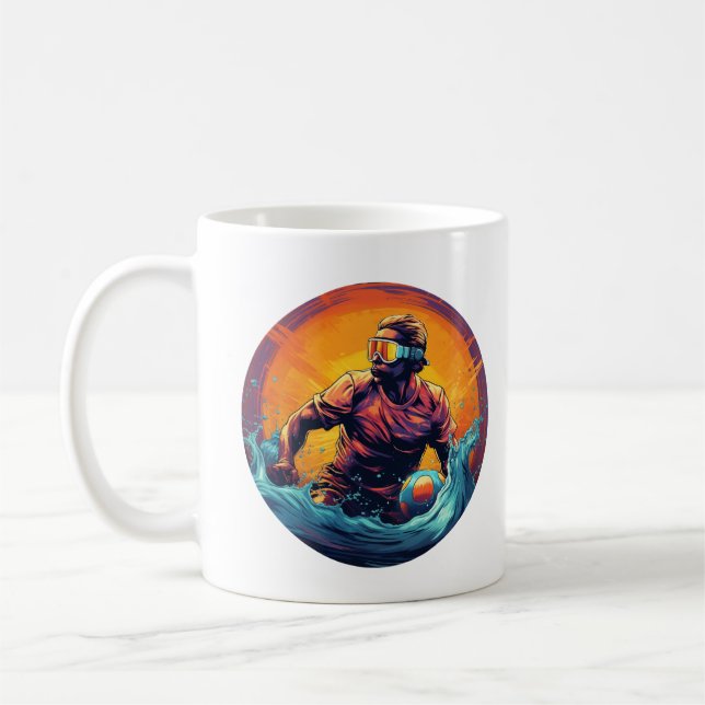 Water Polo Player Colourful Waterpolo Coffee Mug (Left)