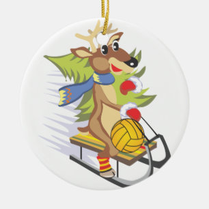 Water Polo Reindeer with ball ornament