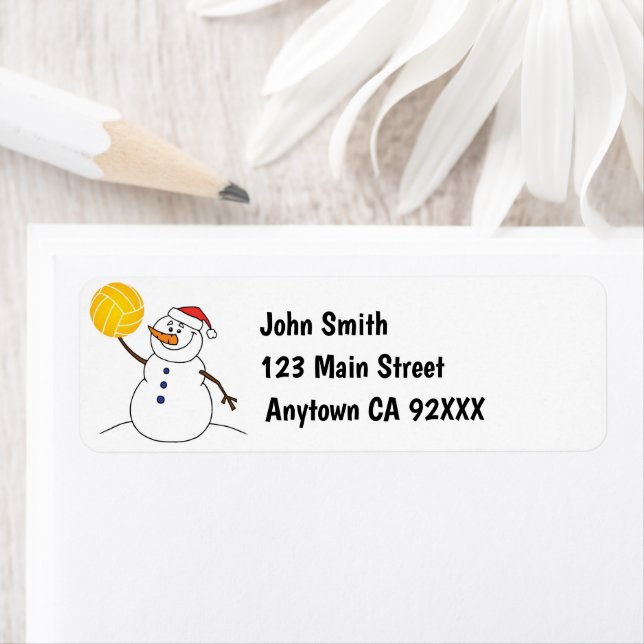 Water Polo Snowman Return Address Label (Insitu)