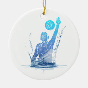 Water Polo Vintage Sports Athlete With Ball Ceramic Tree Decoration