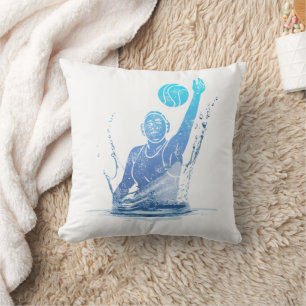 Water Polo Vintage Sports Athlete With Ball Cushion
