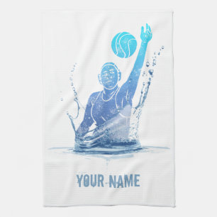 Water Polo Vintage Sports Athlete With Ball Tea Towel