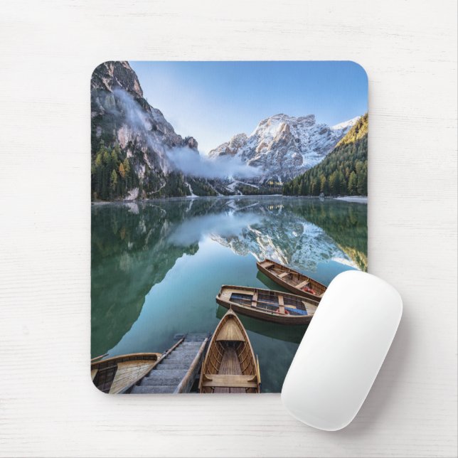 Water | Pragser Wildsee Dolomites Italy Mouse Pad (With Mouse)
