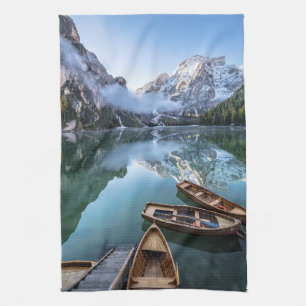 Water Pragser Wildsee Dolomites Italy Tea Towel