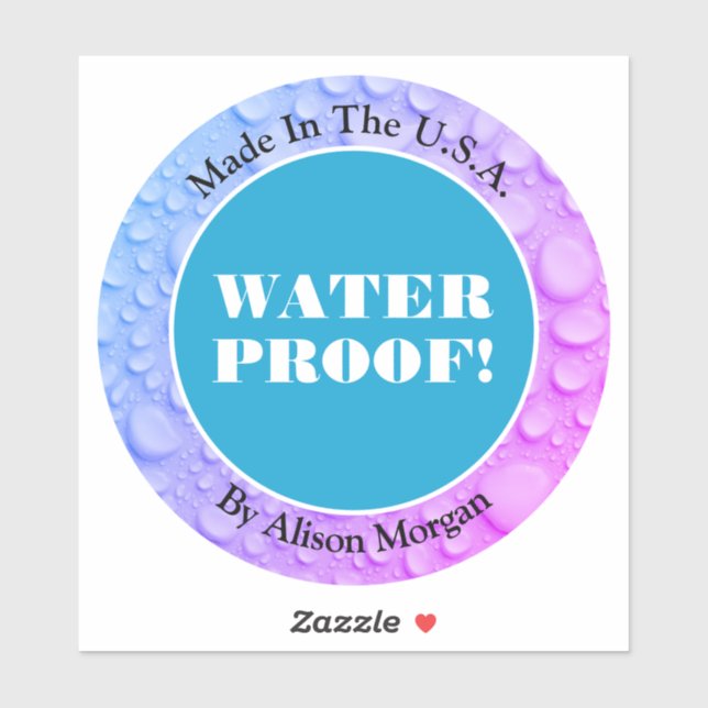 Water Proof White Text, 3 Text Lines, Your Photo (Sheet)