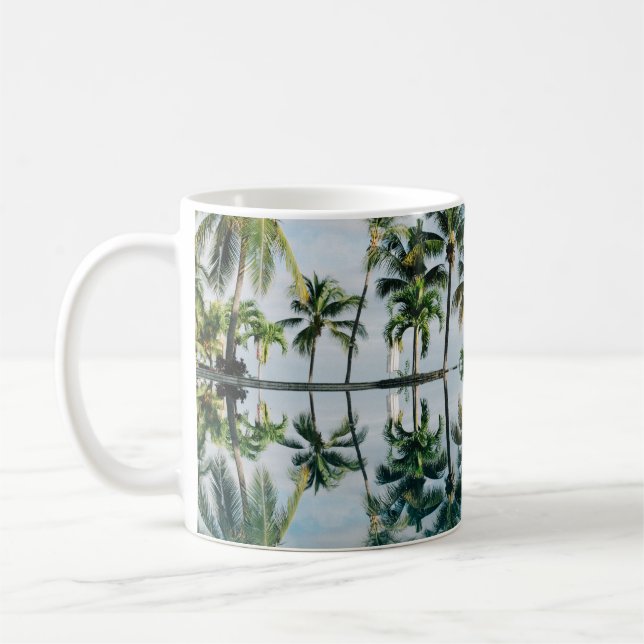 WATER REFLECTION OF COCONUT PALM TREES COFFEE MUG (Left)
