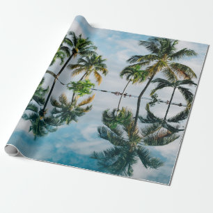 WATER REFLECTION OF COCONUT PALM TREES WRAPPING PAPER