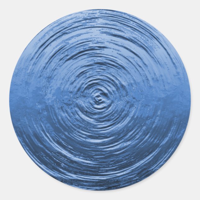 Water Ripple Blue Classic Round Sticker (Front)