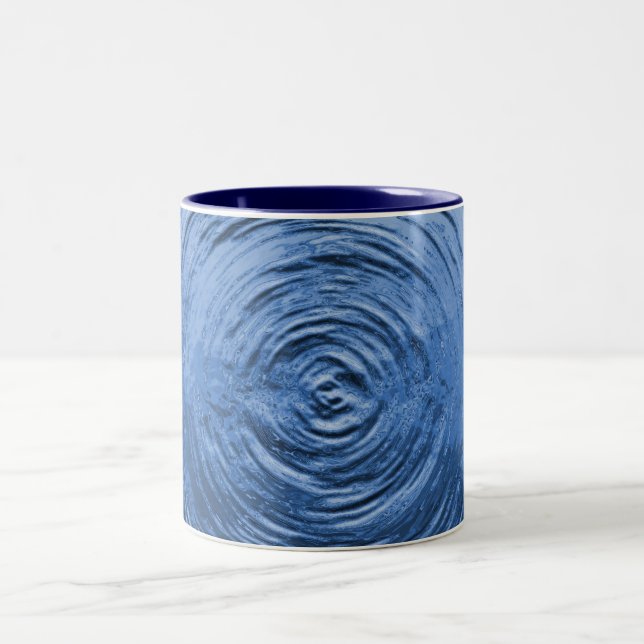Water Ripple Blue Two-Tone Coffee Mug (Center)
