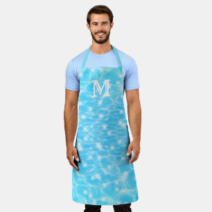Water ripples water texture cool monogram initial  apron