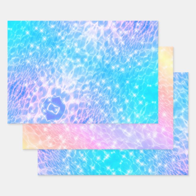 Water ripples water textures modern chic elegant wrapping paper sheet (Set)