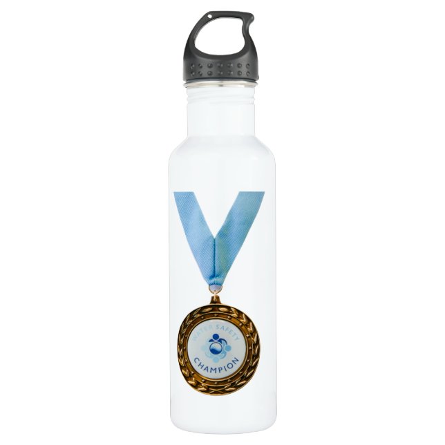 Water Safety Champion White Water Bottle (Front)
