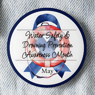 Water Safety & Drowning Prevention Awareness Bouy 6 Cm Round Badge