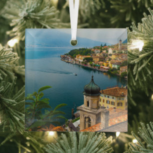 Water   San Benedetto Church Lake Garda, Italy Glass Tree Decoration
