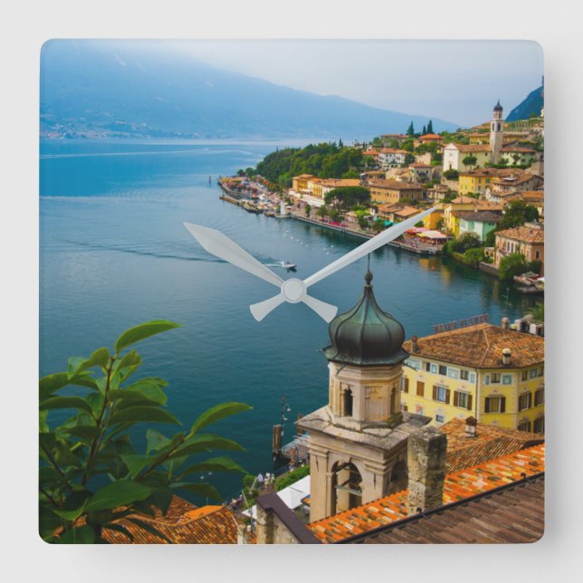 Water | San Benedetto Church Lake Garda, Italy Square Wall Clock (Front)