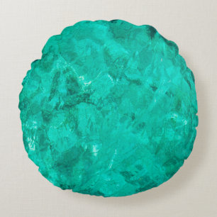 Water sea blue wave turquoise liquid background round cushion