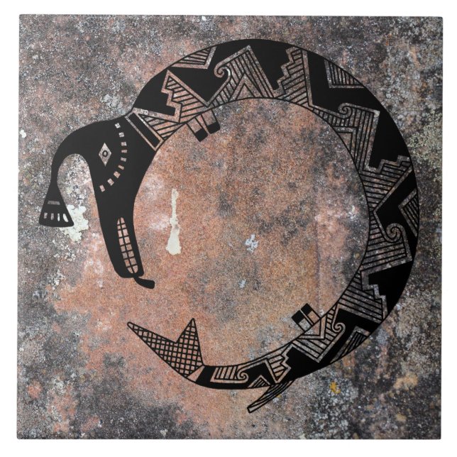Water Serpent Mimbres Pottery Design Tile (Front)
