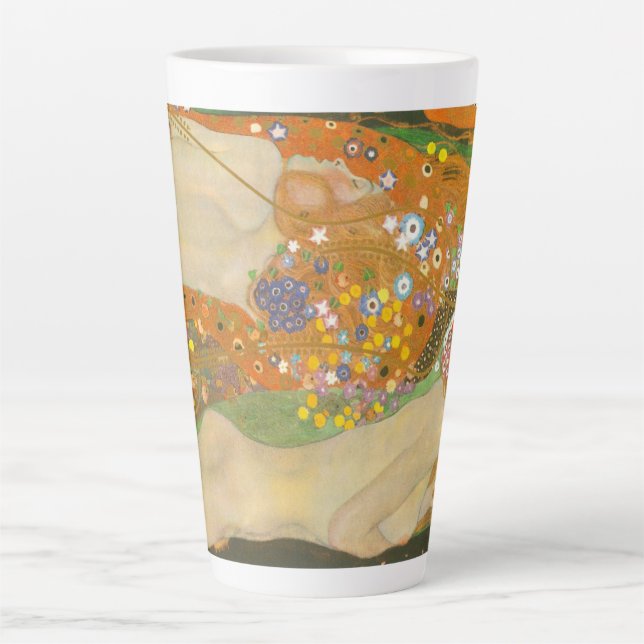 Water Serpents II by Gustav Klimt, Art Nouveau Latte Mug (Front)