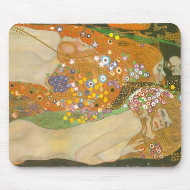 Water Serpents II by Gustav Klimt, Art Nouveau Mouse Pad (Front)