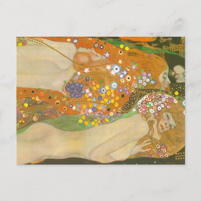 Water Serpents II by Gustav Klimt, Art Nouveau Postcard (Front)