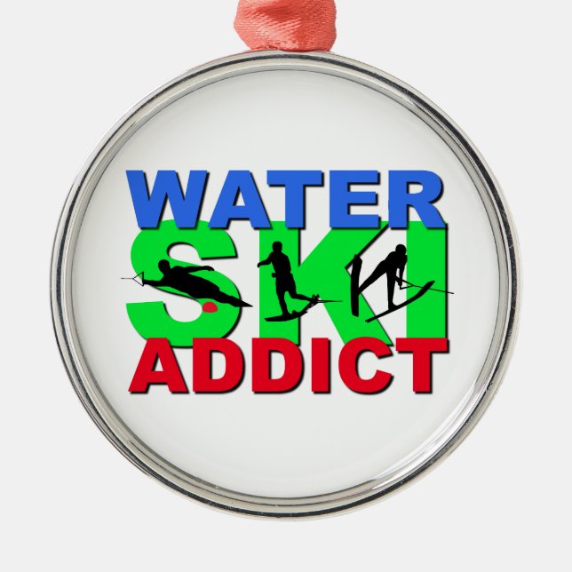 Water Ski Addict Metal Tree Decoration (Front)