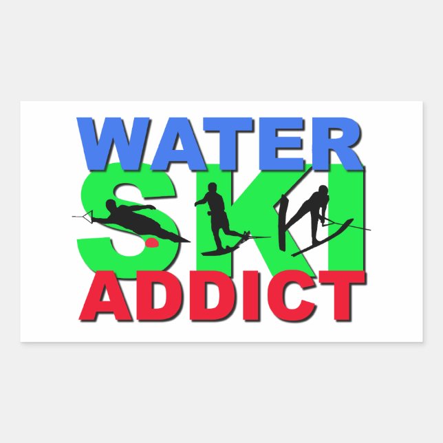 Water Ski Addict Rectangular Sticker (Front)
