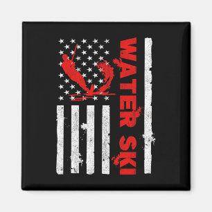 Water Ski American Flag Beachsports Wave Lover Wat Magnet