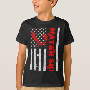 Water Ski American Flag Beachsports Wave Lover Wat T-Shirt