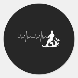 Water Ski Heartbeat - Waterskier Watersports Water Classic Round Sticker