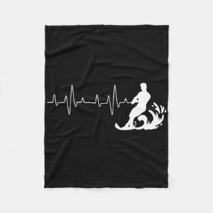 Water Ski Heartbeat - Waterskier Watersports Water Fleece Blanket