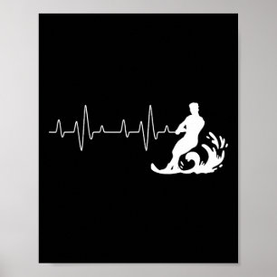 Water Ski Heartbeat - Waterskier Watersports Water Poster