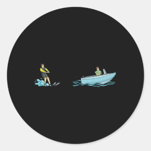Water Ski Illustration Waterski Love Skiing Classic Round Sticker