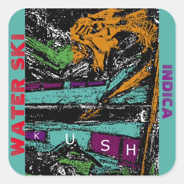 WATER SKI INDICA KUSH SQUARE STICKER (Front)