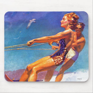 Water Skier by McClelland Barclay Mouse Pad