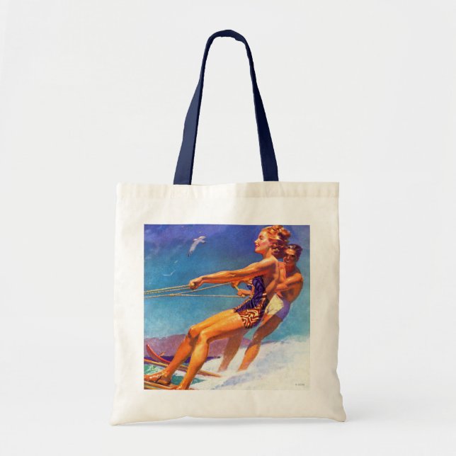 Water Skier by McClelland Barclay Tote Bag (Front)