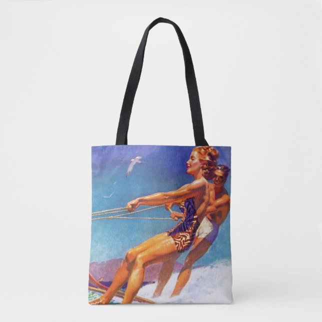 Water Skier by McClelland Barclay Tote Bag (Front)