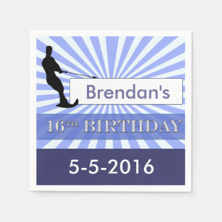 Water skier Designer 16th Birthday Napkin