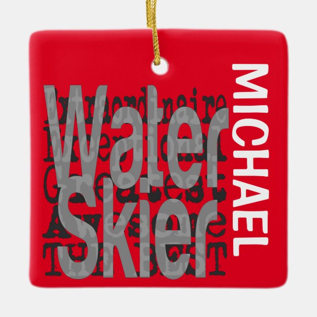 Water Skier Extraordinaire CUSTOM Ceramic Ornament (Front)