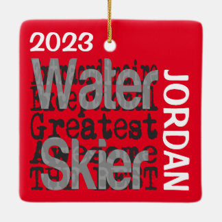 Water Skier Extraordinaire CUSTOM Ceramic Ornament